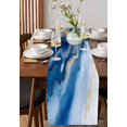 thumbnail image 4 of Ldtrchee Blue Marble Table Runner 72 Inches, Modern Abstract Art Bed Runner Dresser Scarves Tabletop for Indoor Outdoor Parties/Ceremony/Banquet, 18" x 72", 4 of 8