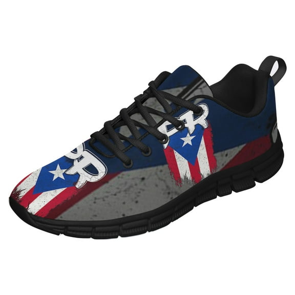 Puerto Rico Shoes Men Women Running Tennis Shoes Breathable Casual Puerto Rico Flag Sneakers Black Size 3.5