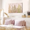 thumbnail image 5 of HFDF Winter Wall Art Beautiful Pink Warm Snowflake Scene Landscape Gold Pine Trees Canvas Picture Froest Modern Artwork for Holiday Decor Living Room Bedroom 14x11inch Framed, 5 of 7