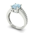 thumbnail image 2 of 2.32 ct Oval Cut Natural Swiss Blue Topaz Solitaire with Simulated Diamond Accents 14K White Gold Womens Engagement Ring, 2 of 5