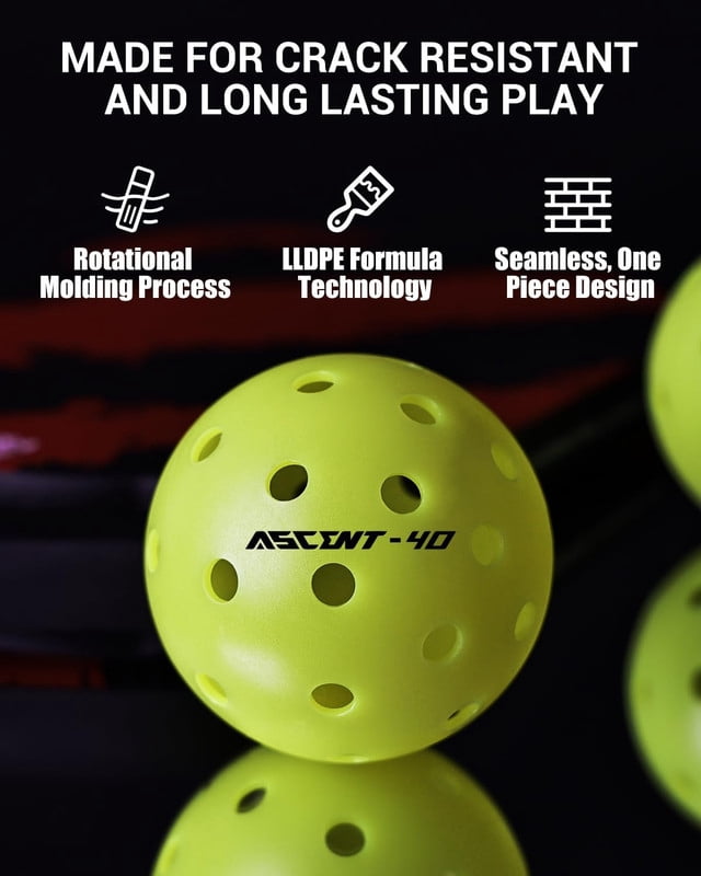Warping Point Outdoor Pickleball Balls USAPA Approved | 12 Pack | 40 Holes Competition Pickle Balls for Tournament Play | Crack Resistant Pickleball for Beginner Intermediate Pro Player