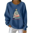 thumbnail image 2 of SYMOID Womens Holiday Book Stack Christmas Tree Sweatshirt - "All Booked For Christmas" Loose Crewneck Long Sleeve Polyester Spandex Blue Plus Size S-XXXXXL,Size 5XL, 2 of 3