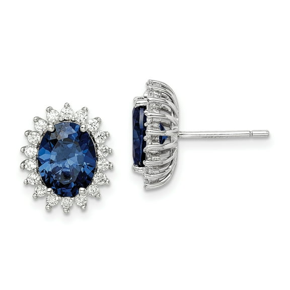 Primal Silver Sterling Silver Blue and Clear Cubic Zirconia Post Earrings