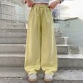 thumbnail image 7 of NOLDARES Girls Baggy Sweatpants Wide Leg Drawstring Elastic Waist Sweat Pants Straight Trackpant Kids Y2K Cute Joggers(W102-Yellow), 7 of 7