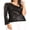 Black, variant on Women's One Shoulder Sexy Sequin Top Long Bell Sleeve Party Blouse T-Shirt