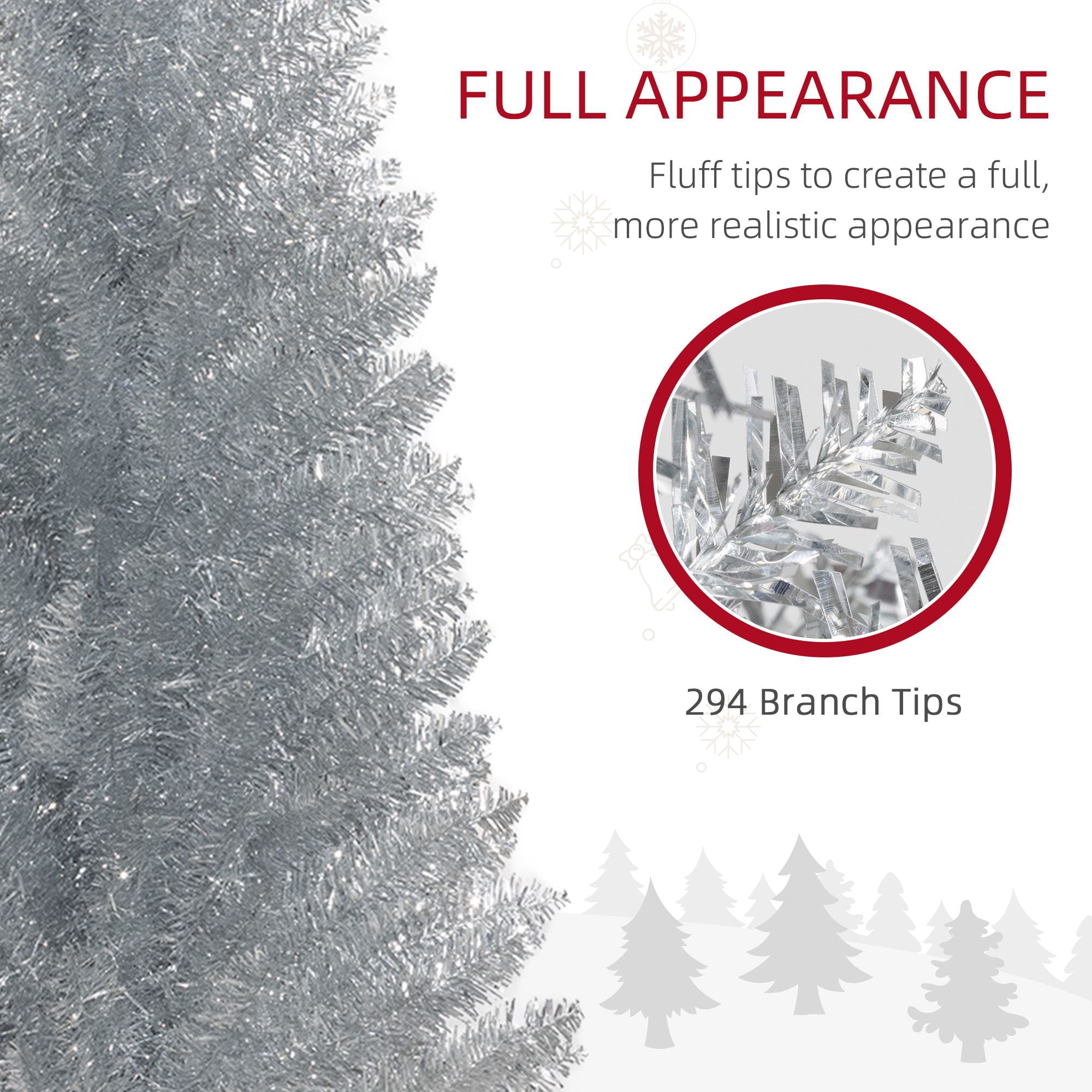 Pencil Artificial Christmas Tree, 5 ft Slim Unlit Holiday Tree with 294 Tips, Plastic Base, 17.75 in Diameter, for Small Spaces