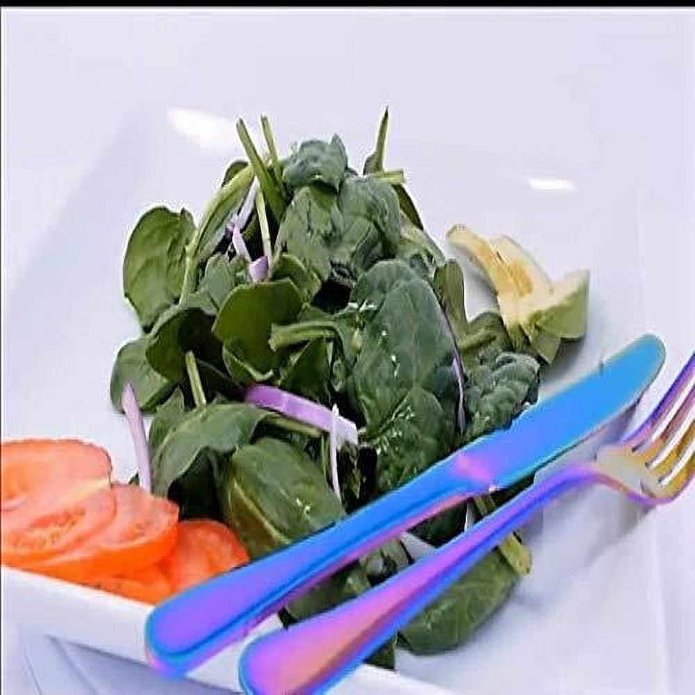 Elegantoss 24pcs Stainless Steel Iridescent Flatware Tableware Rainbow colored Cutlery Set in attractive Black Gift Box (Multicolored)