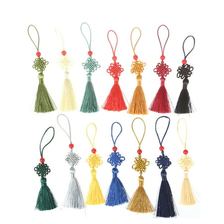 

5Pc Red Bead Mini Chinese Knot Tassel DIY Jewelry Accessories Home Decor Pendant