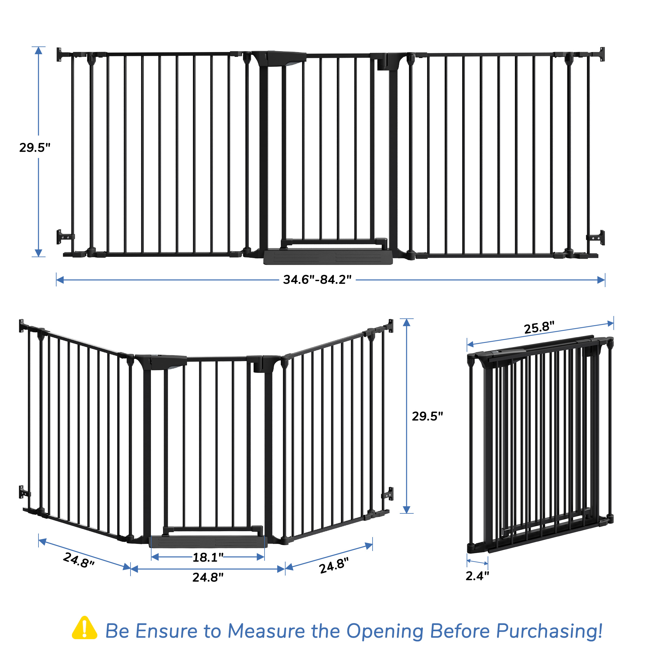Vomeast Extra Wide Baby Safety Gate, 34.6-84.2 in, Black photo 7