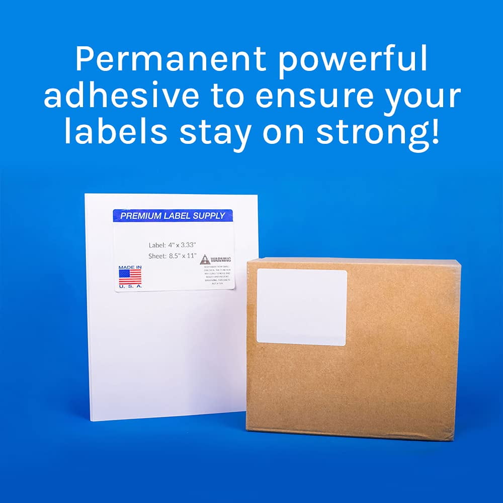 Premium Label Supply White Sticker FBA Labels – 4" x 3.33" – Laser/Inkjet Compatible – (6 Labels/Sheet), 500 Sheets - 3,000 Total Adhesive Labels