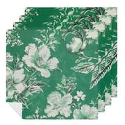 FACANNAP Green Floral Paper Cocktail Napkins Beautiful Green and White Paper Napkins For Bridal and Baby Shower, Tea Party, Garden Party, Birthday Party 4 PCS