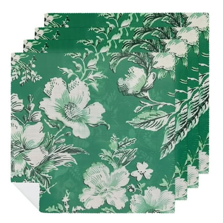 FACANNAP Green Floral Paper Cocktail Napkins Beautiful Green and White Paper Napkins For Bridal and Baby Shower, Tea Party, Garden Party, Birthday Party 4 PCS