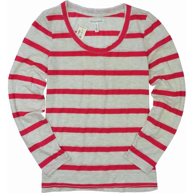 Aeropostale Camiseta gráfica de manga larga para mujer, rosa, extragrande
