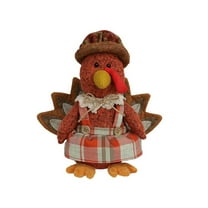 WD-Forest Thanksgiving Decorations Indoor 12inch Turkey Stuffed Animal Home Decor Fall Gifts Thanksgiving Party Turkey Plush Doll Tired Tray Table Decor - B