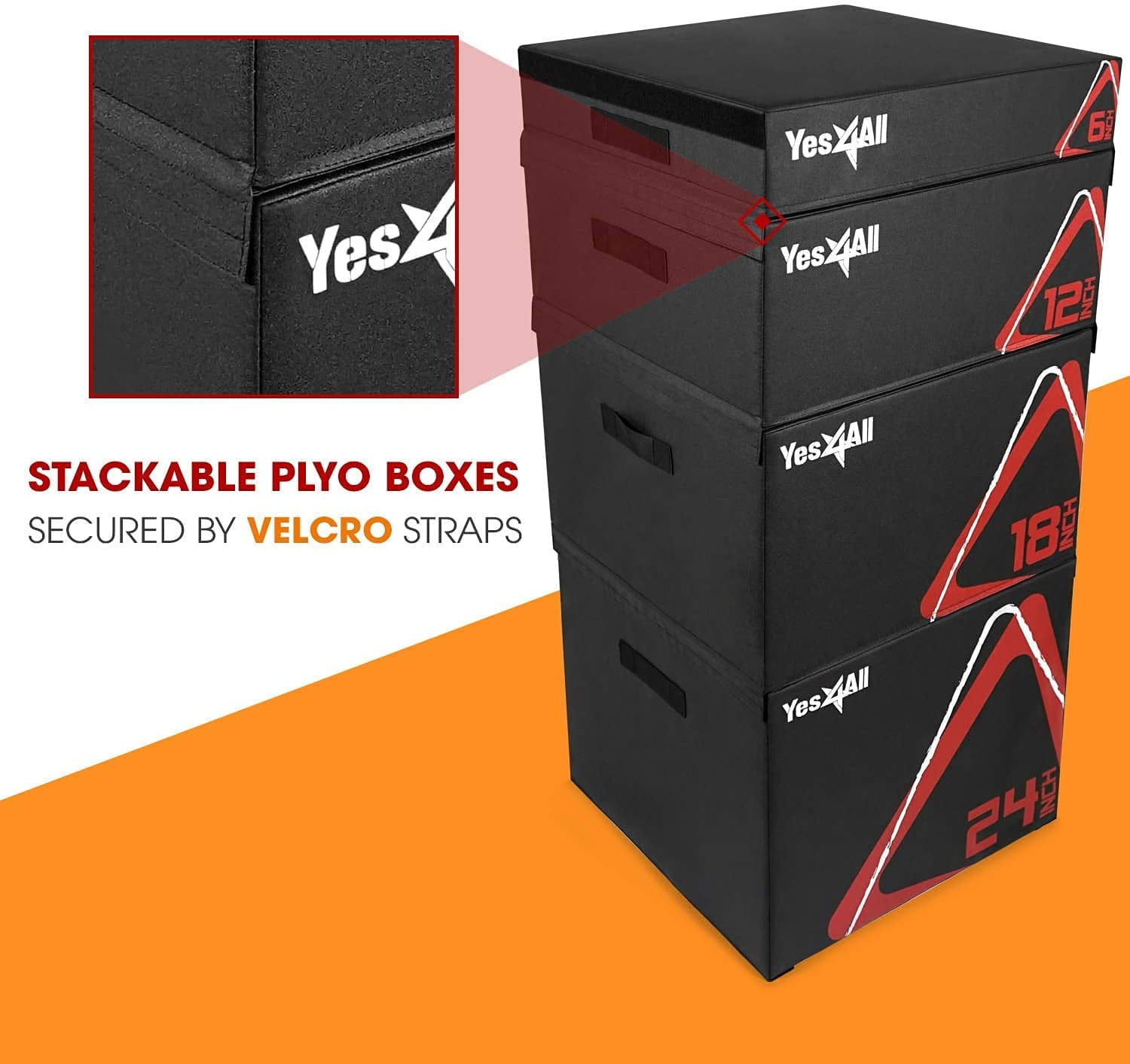 Yes4All 12 in Height Stackable Plyometric Box for Crossfit