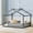Gray, variant on Twin House Floor Bed Frame with Fence, Wooden Montessori Bed with Slats Support for Boys Girls, Natural