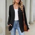 thumbnail image 6 of Edvintorg Long Cardigans for Women Solid Color Long Sleeve Button Down Knit Cardigan Fall Open Front Cardigans Sweater Women Clothing S-2XL Black, 6 of 8