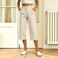 thumbnail image 2 of Capri Pants for Women Lightweight High Waist Straight Leg Quick Dry Business Casual Work Travel Cargo Pants with Pockets S-2XL, 2 of 9