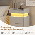 thumbnail image 4 of NEGYLIM Nightstand for Bedroom with 3 Drawers, Bedside Tables with Charging Station & LED Lights, Side Tables with 2 Wooden Drawers & a Sliding Top, Modern Style, for Living Room, Office, White, 4 of 13