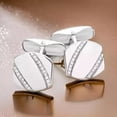 thumbnail image 2 of 2Ct Round Cut Natural Moissanite Men's Wedding Cufflinks in 14K White Gold Plated, 2 of 3