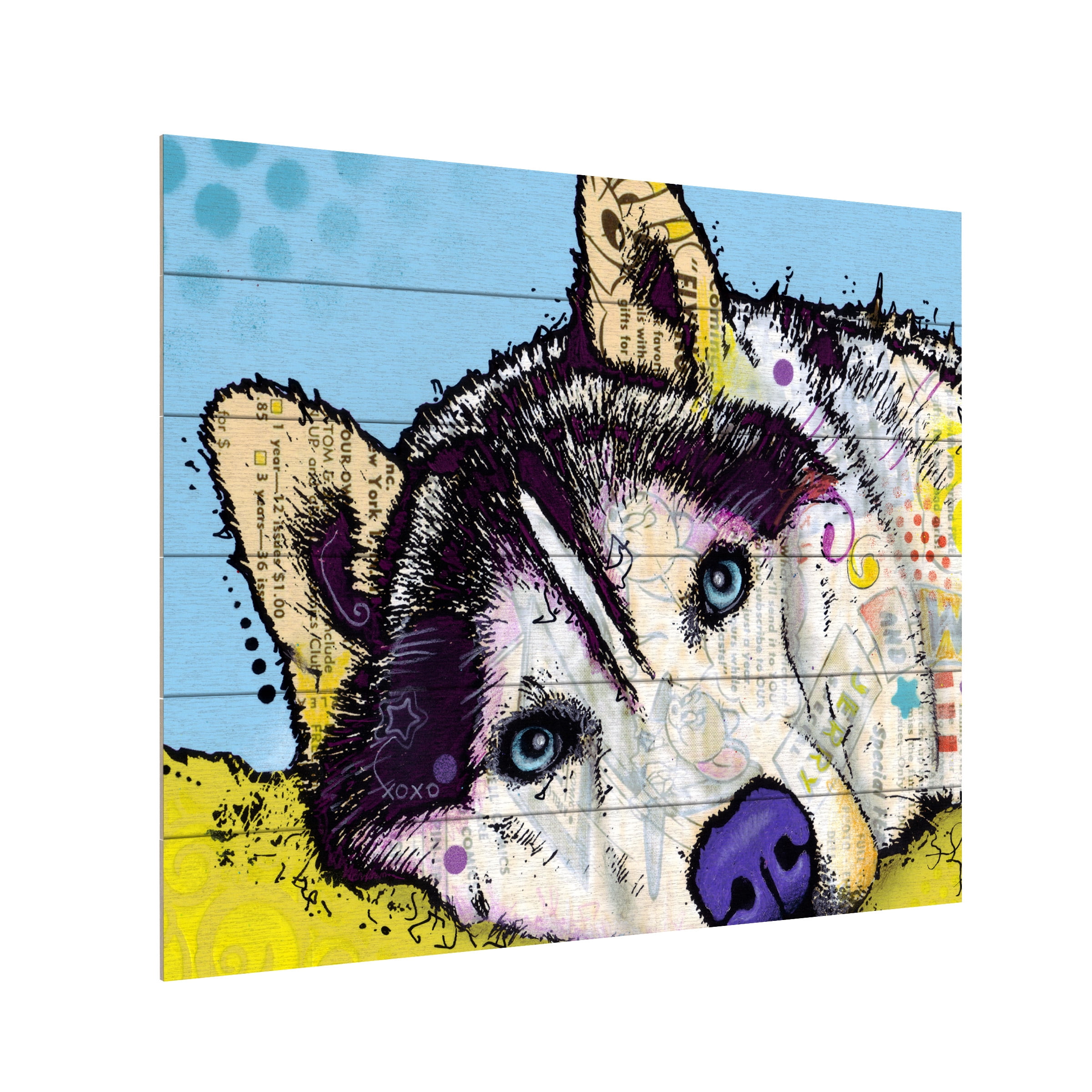 Dean Russo 'Siberian Husky II' Wood Slat Art