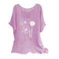 thumbnail image 1 of Blusas de Manga Corta para las Mujeres Mezcla de Lino de Ajuste Suelto Top de Bordado, Blusas para las Mujeres Casual, 1 of 3