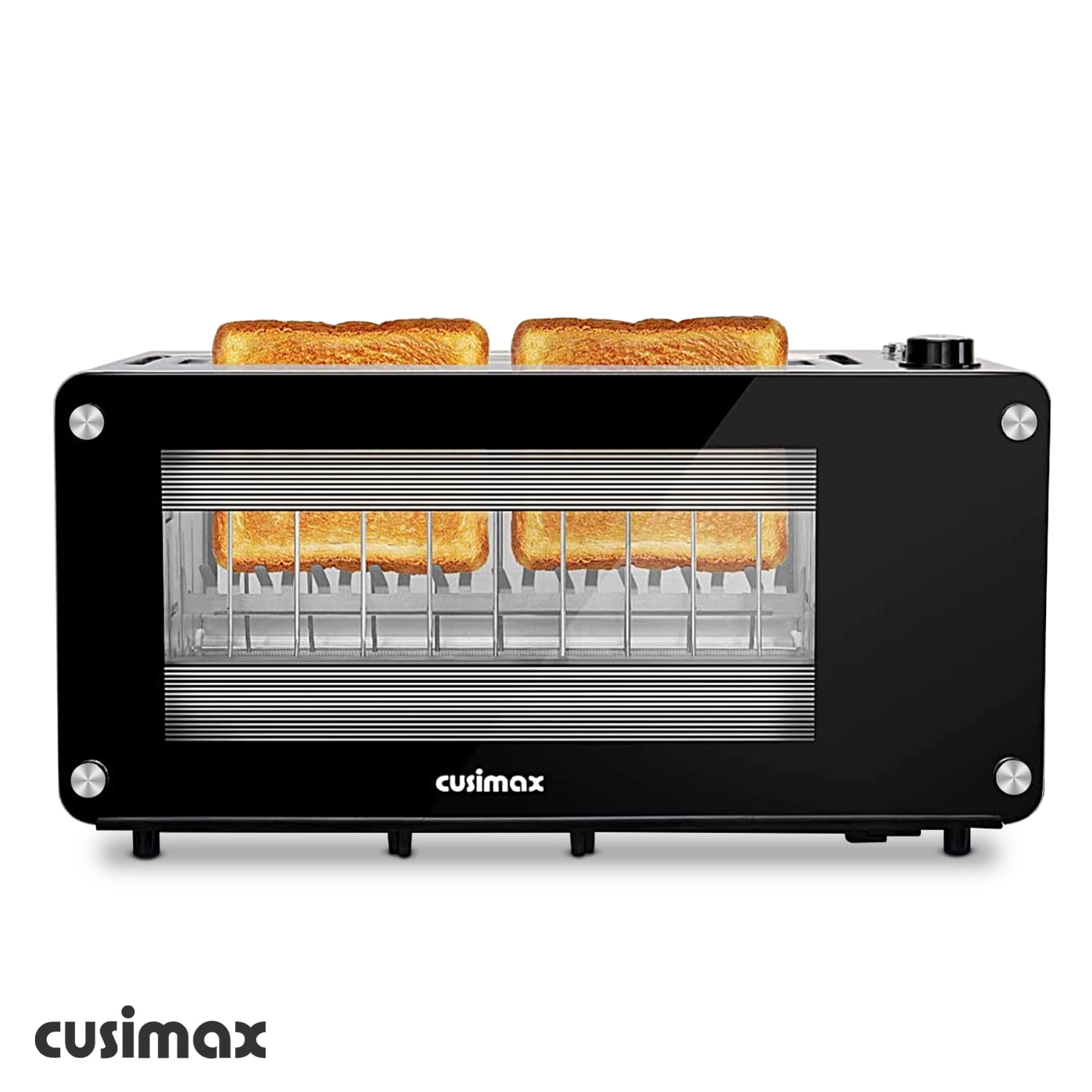 Cusimax Toaster 2 Slice, Toaster Long Slot with Glass Window Bagel