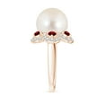 thumbnail image 3 of ANGARA Freshwater Cultured Pearl Floral Ring with Rubies in 14K Rose Gold for Women | June Birthstone, Birthday, Anniversary, Jewelry Gift for Women | Pearl Ring, 3 of 9
