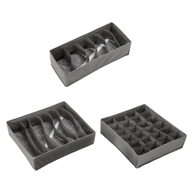 3 Unids / Set Organizador de Ropa Interior Espesar Cajón Compartimento Divisor Armario de Tela Cestas Transpirables Contenedores para Guardar Sujetado Baoblaze organizador de ropa interior