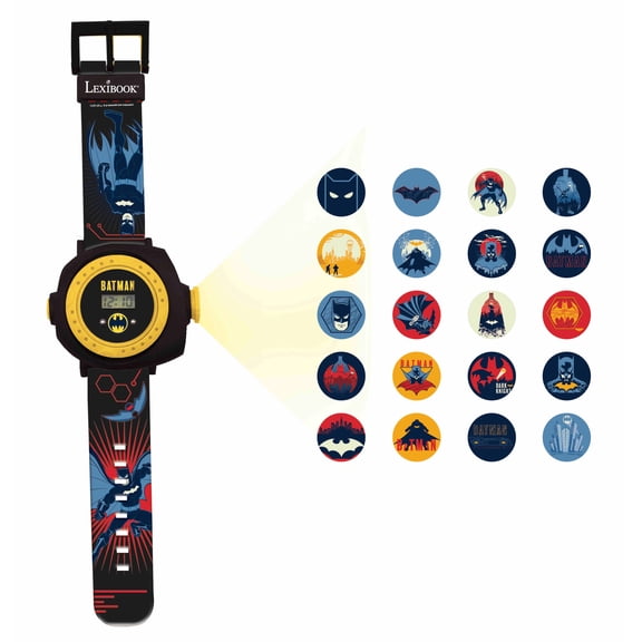 Lexibook Batman Projection Watch for Kids, Black/Yellow