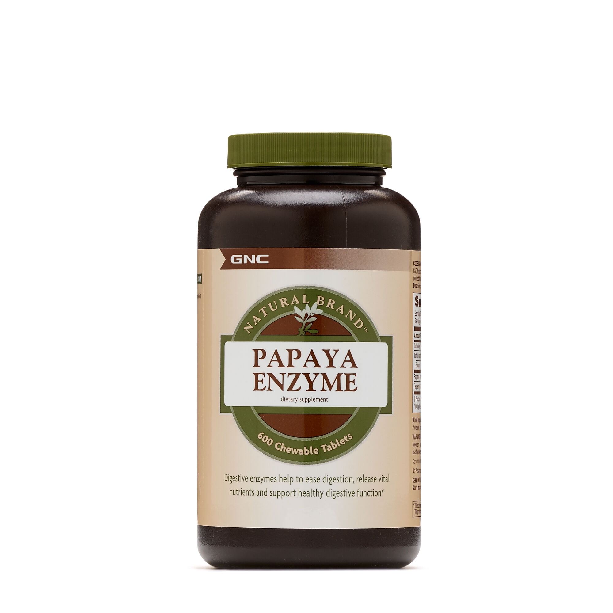 GNC Natural Brand Papaya Enzyme, 600 Tablets, Supports Healthy