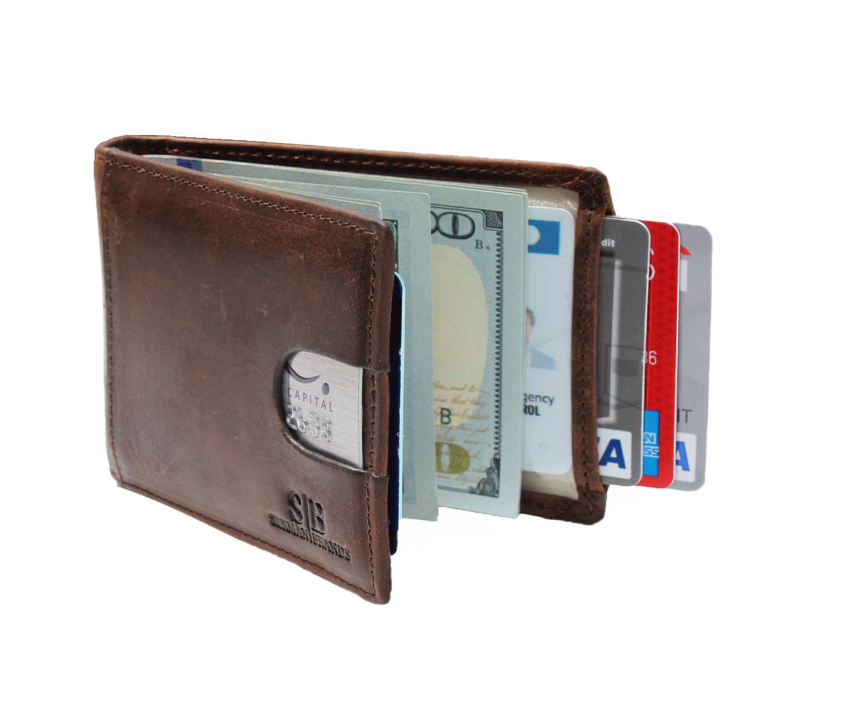 Men Minimalist Leather Bifold Wallet Money Clip Holder ID Card Slim Purse RFID