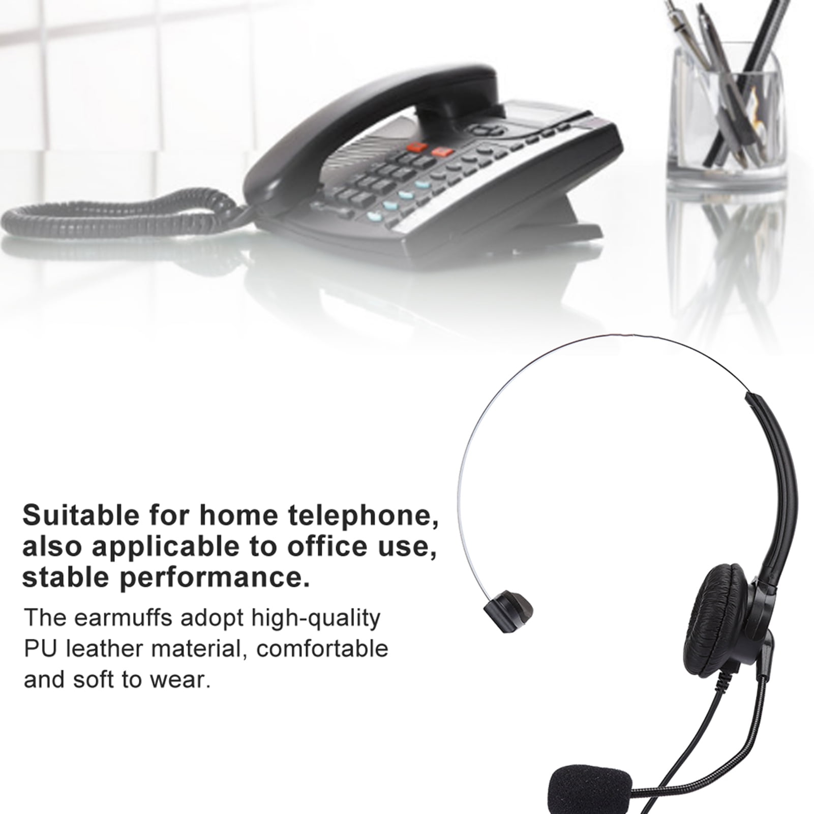 ESTINK Headphone,Telephone Monaural Headset Landline Phone Headphone