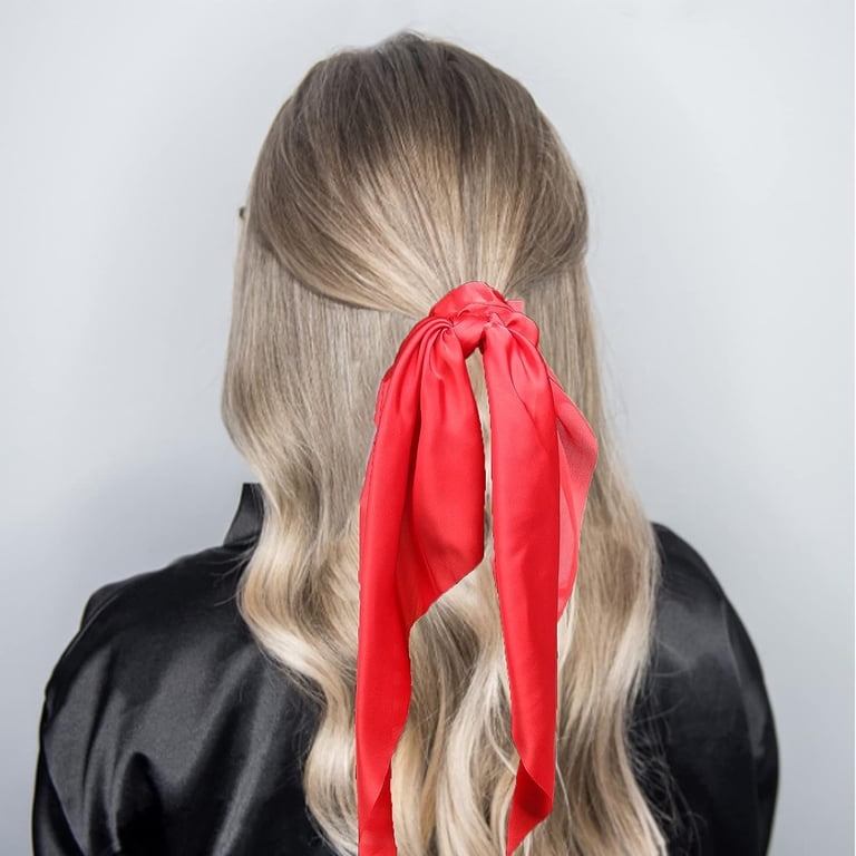 Pack of 2 Knotted Bow Hair Scrunchies Elastic Hair Scarf  display picture 1