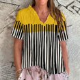 thumbnail image 2 of Dyfzdhu Plus Size Summer Blouses for Women Casual Short Sleeve Striped Ruffled V Neck Linen Shirt Flowy Lightweight Loose Fit Summer Tops Pink, 2 of 3