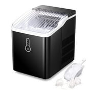 AGLUCKY Countertop Ice Maker Machine, Portable Compact Ice Cube Maker with Ice Scoop & Basket, 26Lbs/24H Ice Machine for Home/Kitchen/Office/Bar, Black