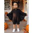 thumbnail image 3 of Cjfdfy Toddler Baby Halloween Boy Girl Costumes Clothes Bat Halloween Costumes Fleece Hood Wings Design Long Sleeve Shorts Jumpsuit My First Halloween Fall Winter Clothes, 3 of 9