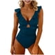 thumbnail image 2 of Trajes de baño para mujer, moda para mujer, color sólido, con cojín en el pecho y sin soporte de acero, traje de baño holgado con cordón dividido, trajes de baño para mujer, trajes de baño para mujer,, 2 of 6