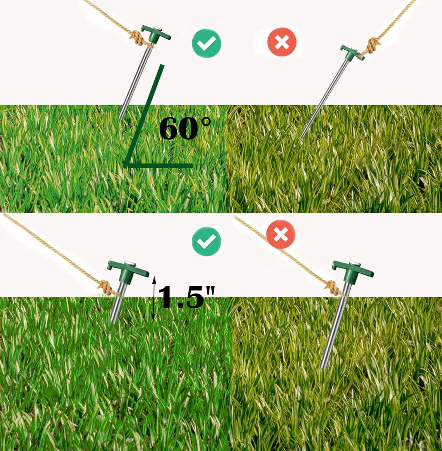 20 Pack Tent Stakes Heavy Duty, 10.25 Inch Yard Stakes Non-Rust Metal Tent Pegs Ground Stakes Tent Spikes for Camping Patio, Garden, Canopies, Grassland, Outdoor,Green
