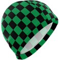 thumbnail image 1 of FYBTO Bonnet de Bain Vert Noir à Carreaux Unisexe Adulte FYBTO Polyester, 1 of 4