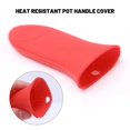 thumbnail image 4 of 2/1 funda de silicona para mango de sartén, aislante térmico, antideslizante, con clip para las orejas, para vaporera, cacerola, utensilios de cocina, color rojo, 1 unidad, 4 of 6