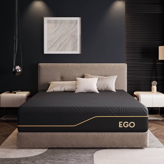 EGOHOME Black 12" Queen Mattress in a Box, Cooling Gel Memory Foam Mattress, Medium Plush, Motion Isolation& CertiPUR-US Certified, Adult