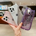 thumbnail image 4 of for iPhone 13 Pro Max/12 Pro Max Case 6.7" Bling Glitter Sparkle Star Shiny Clear Transparent Cute Kawaii 3D Cat Ear Soft Silicone Shockproof Protective Arc Edge Cover for Women(Purple), 4 of 11