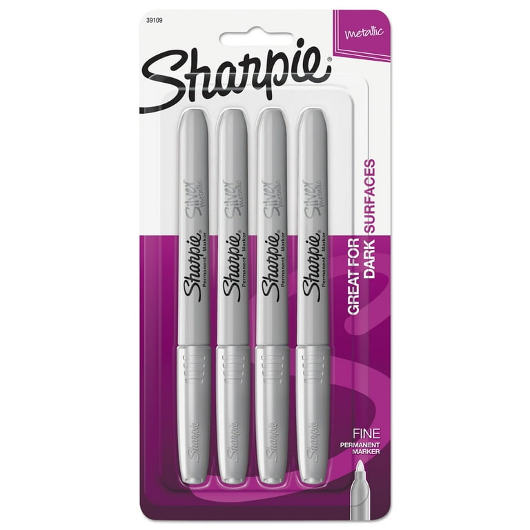 Metallic Fine Point Permanent Markers, Fine Bullet Tip, Metallic Silver, 4/Pack Metallic Fine Point Permanent Markers, Fine Bullet Tip, Metallic Silver, 4/Pack