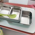 thumbnail image 4 of Bento Boxes Fiambrera de acero inoxidable Contenedor de alimentos de doble capa Caja de picnic portátil Bento (Color: Azul), 4 of 5