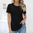 thumbnail image 6 of Busydd Womens Summer Tops Casual Round Neck Short Sleeve T-Shirt Tops Solid Loose Fit Basic Blouse Tops, 6 of 9
