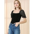 thumbnail image 3 of Unique Bargains Blouse Élégante à Manches Bouffantes pour Femmes, Col Carré, 3 of 6