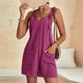 thumbnail image 3 of SDNall Womens Summer Comfortable Casual Suspender Shorts Solid Color Pocket Jumpsuit Shorts, 3 of 9