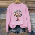 thumbnail image 2 of successthop Hanukkah Sweatshirt for Women Candle Fleece Crewneck Long Sleeve Festival Sweater Jewish Pullover Top, 2 of 4