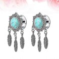 thumbnail image 2 of 2pcs Flower Leaves Design Auricle Puncture Ear Expansions Stainless Steel Ear Tunnel Plugs Body Piercing Jewelry For Female (10mm), 2 of 3